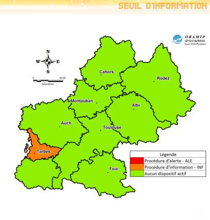 Le seuil d'alerte pollution est dépassé à Tarbes : la concentration en particulesen suspension (PM10) supérieure à 50microgrammes par mètre cube Photo (c) ORAMIP