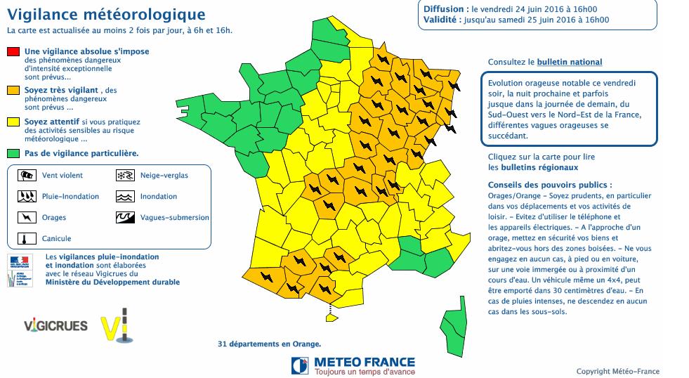 Orages Violents. Tarbes et les Hautes Pyrénées en alerte météo vigilance orange