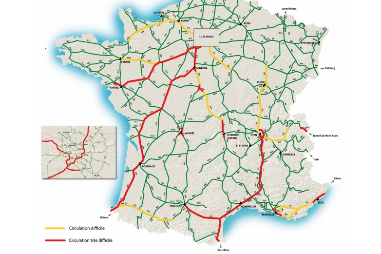 Journée rouge sur les routes du sud ouest. conseils de circulation à Toulouse