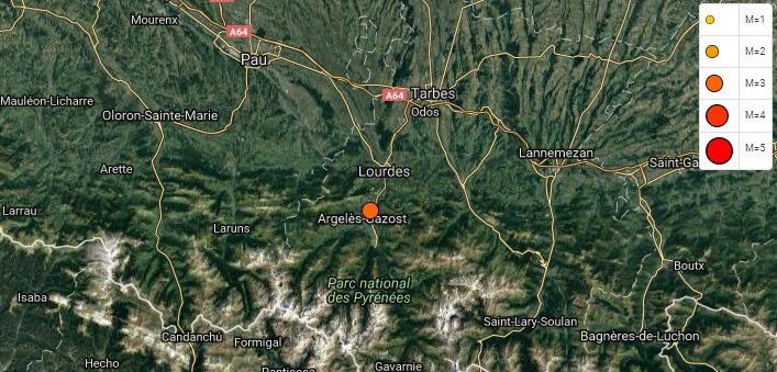 Petit tremblement de terre ce lundi &agrave; Tarbes Lourdes et Argel&egrave;s