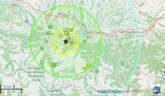 tremblement de terre s&eacute;isme 4.2 Tarbes Lourdes